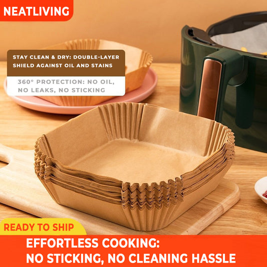 Square Air Fryer Parchment Sheets - Non-Stick & Oil-Absorbing
