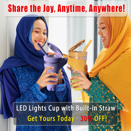 Portable Sports Blender with LED Lights & Foldable Straw - 460ml - 图片5