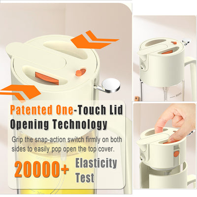 Patented One Touch Lid Opening Technology