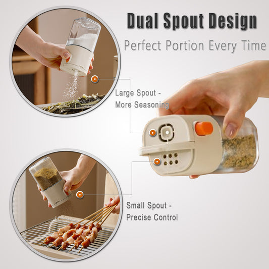 4-Jar Kitchen Spice Set + Cleaning Brush - Dual Spout
