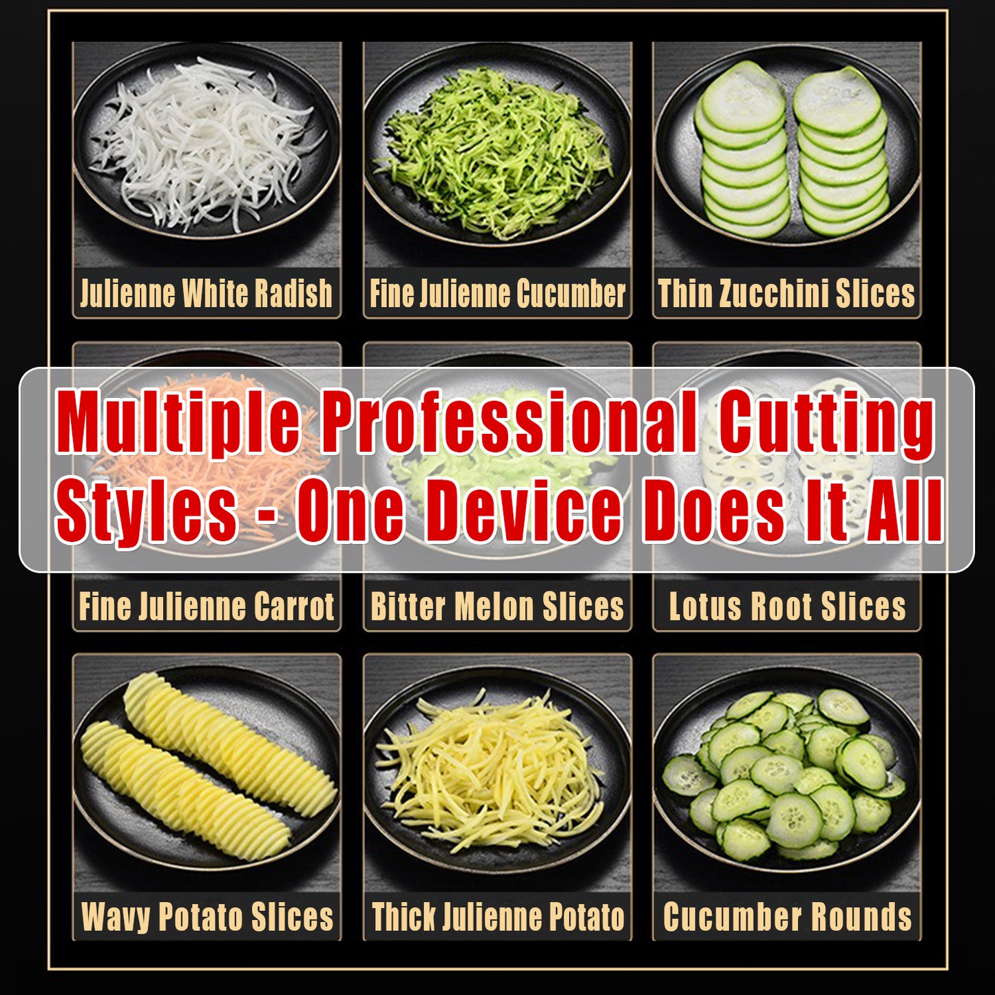 5-in-1 Rotary Vegetable Slicer - Professional Kitchen Mandoline with Zero-Contact Safety