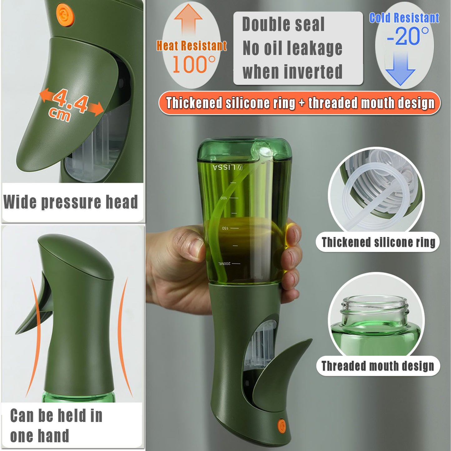 4-Piece Professional Oil Dispenser Set - Smart Spray Bottles & Cleaning Kit