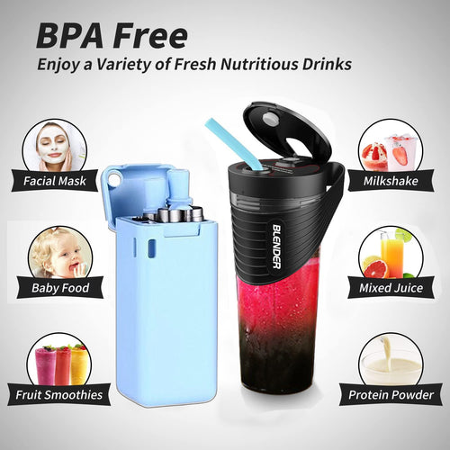 Portable Sports Blender with LED Lights & Foldable Straw - 460ml - 图片3