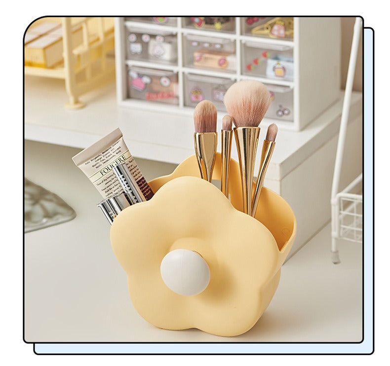 Floral Makeup Brush Holder - Wall/Desktop Organizer