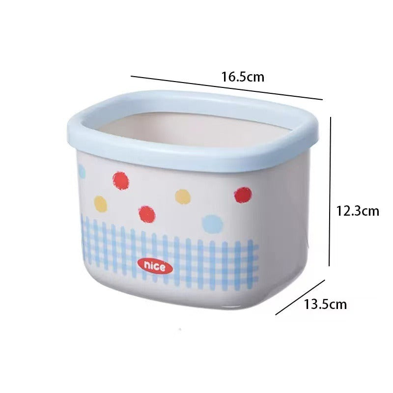 Cartoon Desk Trash Can - Oilproof Lid, Cute Storage Bin for Home/Dorm