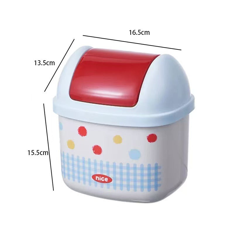 Cartoon Desk Trash Can - Oilproof Lid, Cute Storage Bin for Home/Dorm
