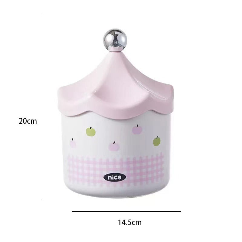 Cartoon Desk Trash Can - Oilproof Lid, Cute Storage Bin for Home/Dorm