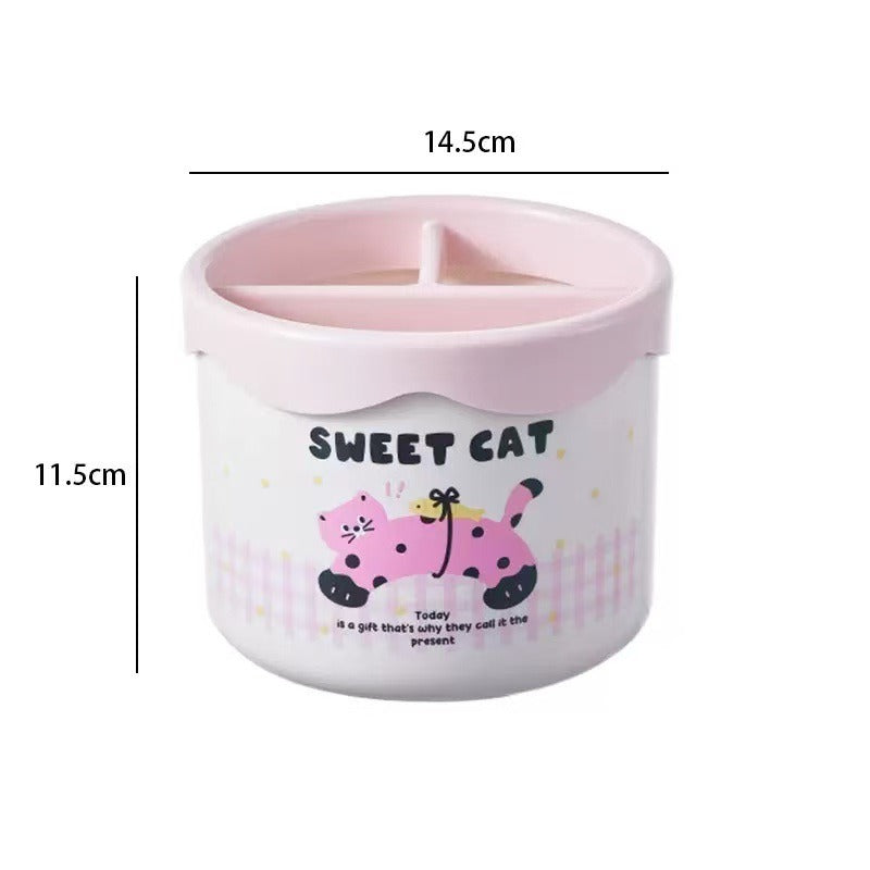 Cartoon Desk Trash Can - Oilproof Lid, Cute Storage Bin for Home/Dorm