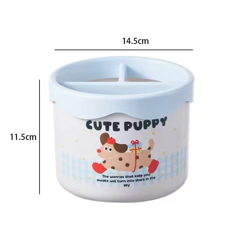 Cartoon Desk Trash Can - Oilproof Lid, Cute Storage Bin for Home/Dorm