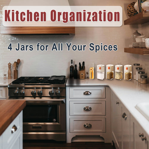 4-Jar Kitchen Spice Set + Cleaning Brush - Dual Spout - 图片3