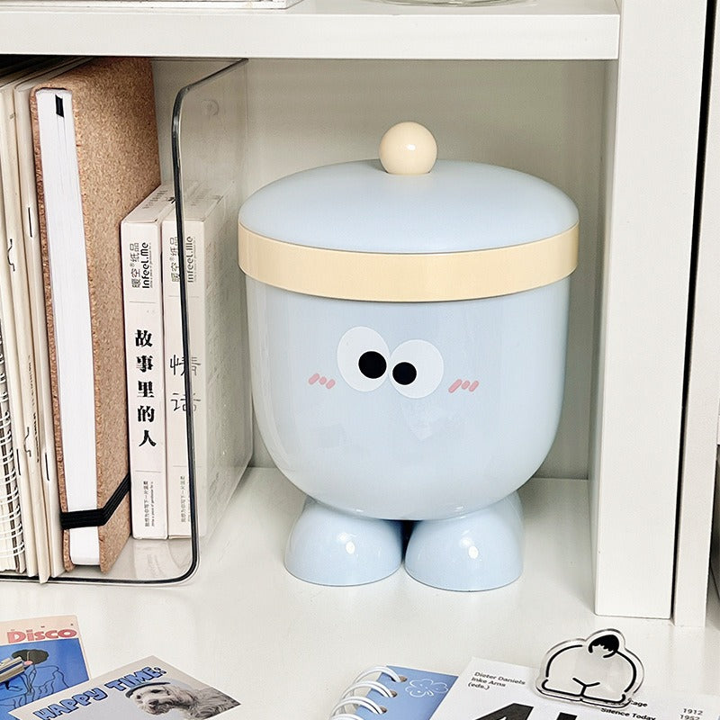 Cartoon Desk Trash Can - Oilproof Lid, Cute Storage Bin for Home/Dorm - 图片4