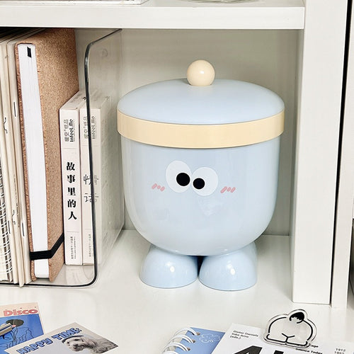 Cartoon Desk Trash Can - Oilproof Lid, Cute Storage Bin for Home/Dorm - 图片4