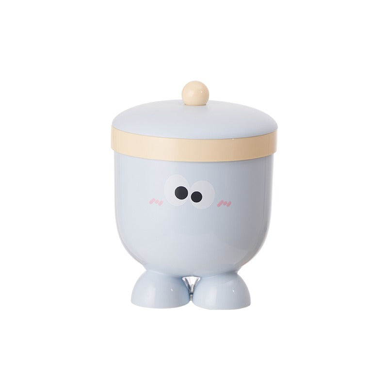 Cartoon Desk Trash Can - Oilproof Lid, Cute Storage Bin for Home/Dorm