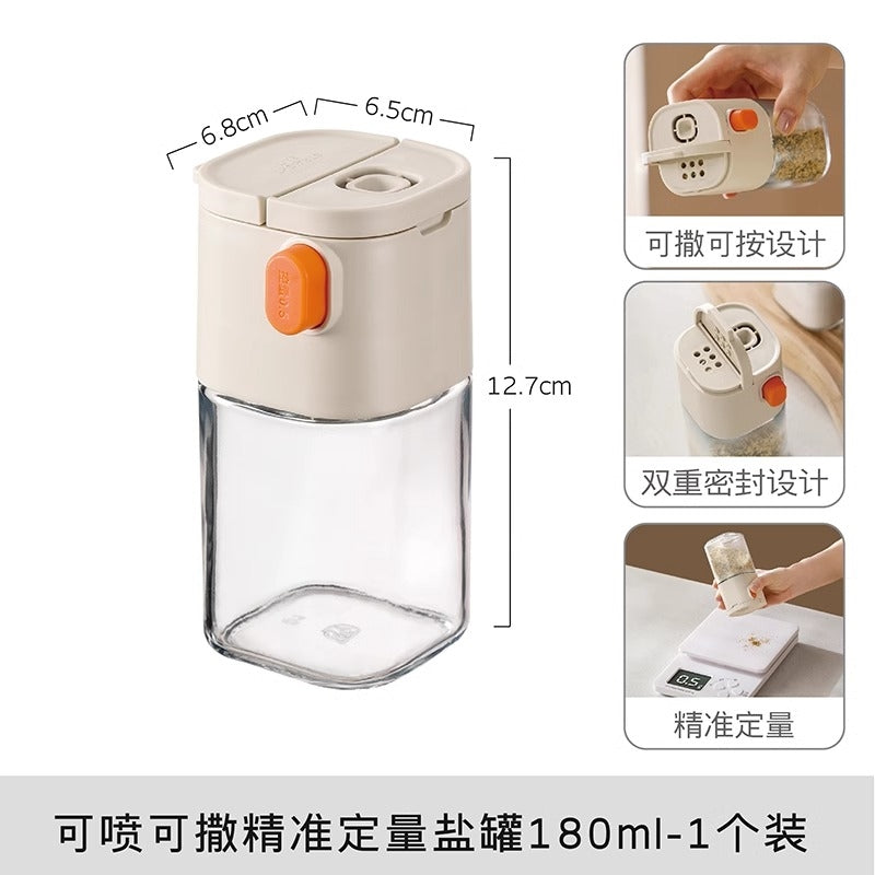 4-Jar Kitchen Spice Set + Cleaning Brush - Dual Spout