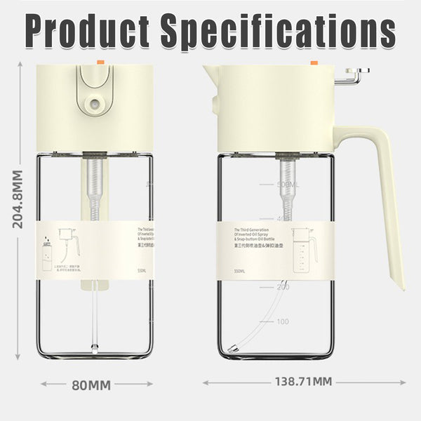 Product Dimensions - 4-Piece Professional Oil Dispenser Set - Smart Spray Bottles & Cleaning Kit